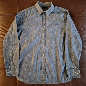 Banana Republic Chambray Cotton Denim Casual Button-Down Shirt Camden Fit Sz L